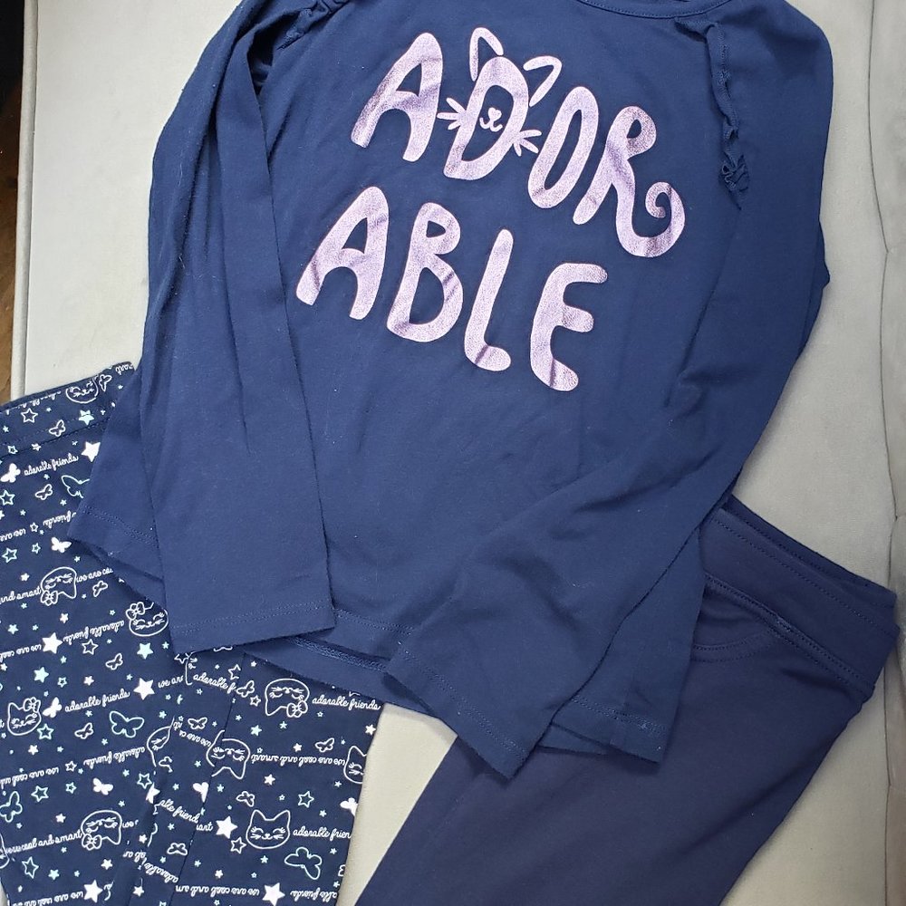 365 Kids for Garananimals  Girls Matching 3 pc Set Navy Size 7